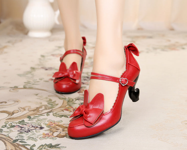 Sosic - High-Heeled Sweet Lolita Leather Shoes