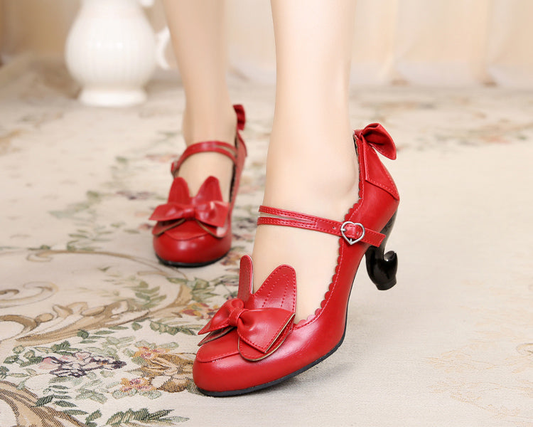 Sosic~High-Heeled Sweet Lolita Leather Shoes   