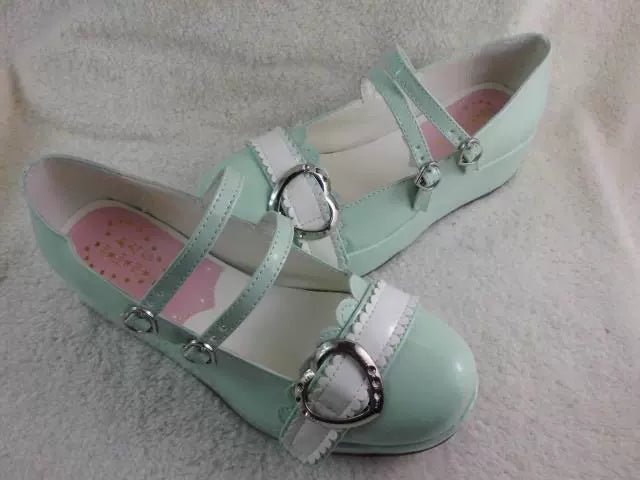 Antaina~Sweet Lolita Shoes Lace Heart Platform Shoes in Plus Size