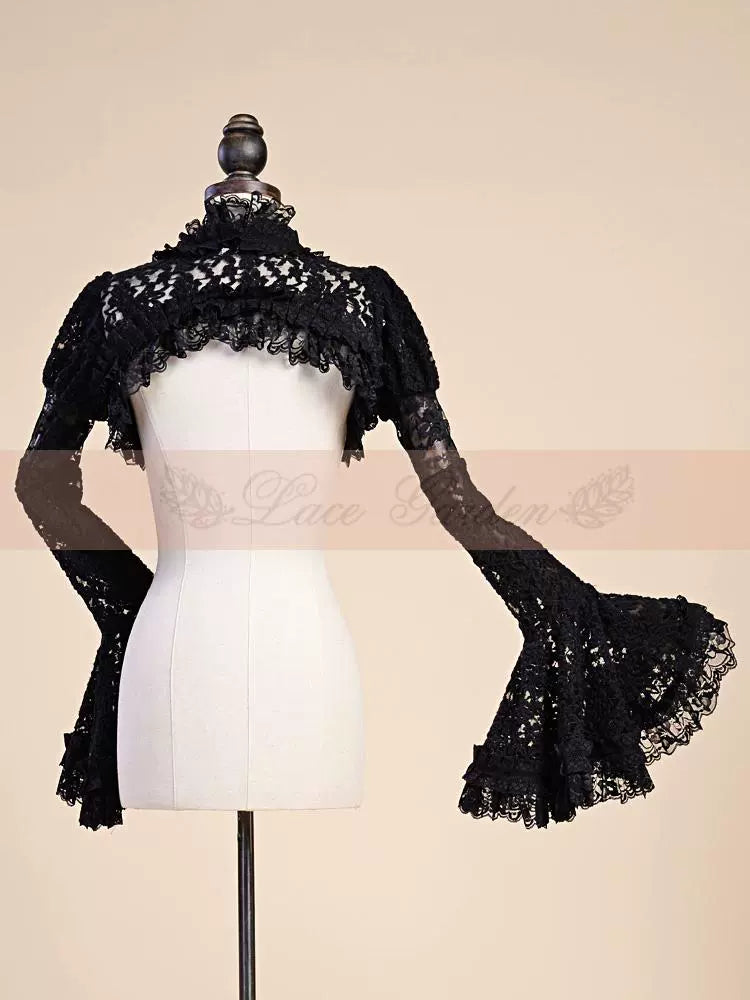 (BFM)Vintage Lolita Bolero French Court Embroidered Lace Top   