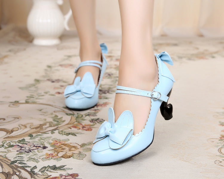 Sosic - High-Heeled Sweet Lolita Leather Shoes 33 light blue