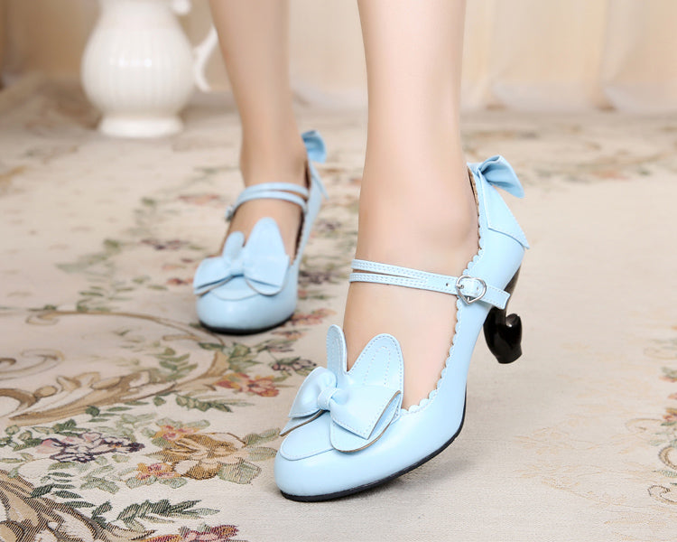 Sosic~High-Heeled Sweet Lolita Leather Shoes 33 light blue 