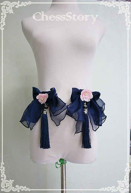Chess Story - Peach Blossom and Snow - Elegant Lolita Short Yarn Covering cyan S