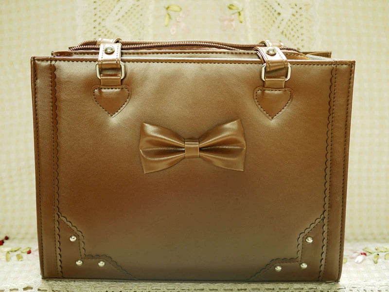 Loris - Solid Lolita Tote Bag With Large Capacity Customized Color Brown