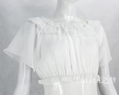 Sweet Angel~Daily Lolita Flutter Sleeve Shirt Multicolors free size white 