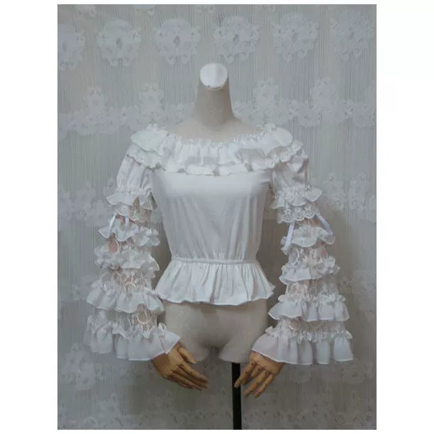 Yami - Elegant Lolita Hime Sleeves Ruffled Chiffon Sleeves