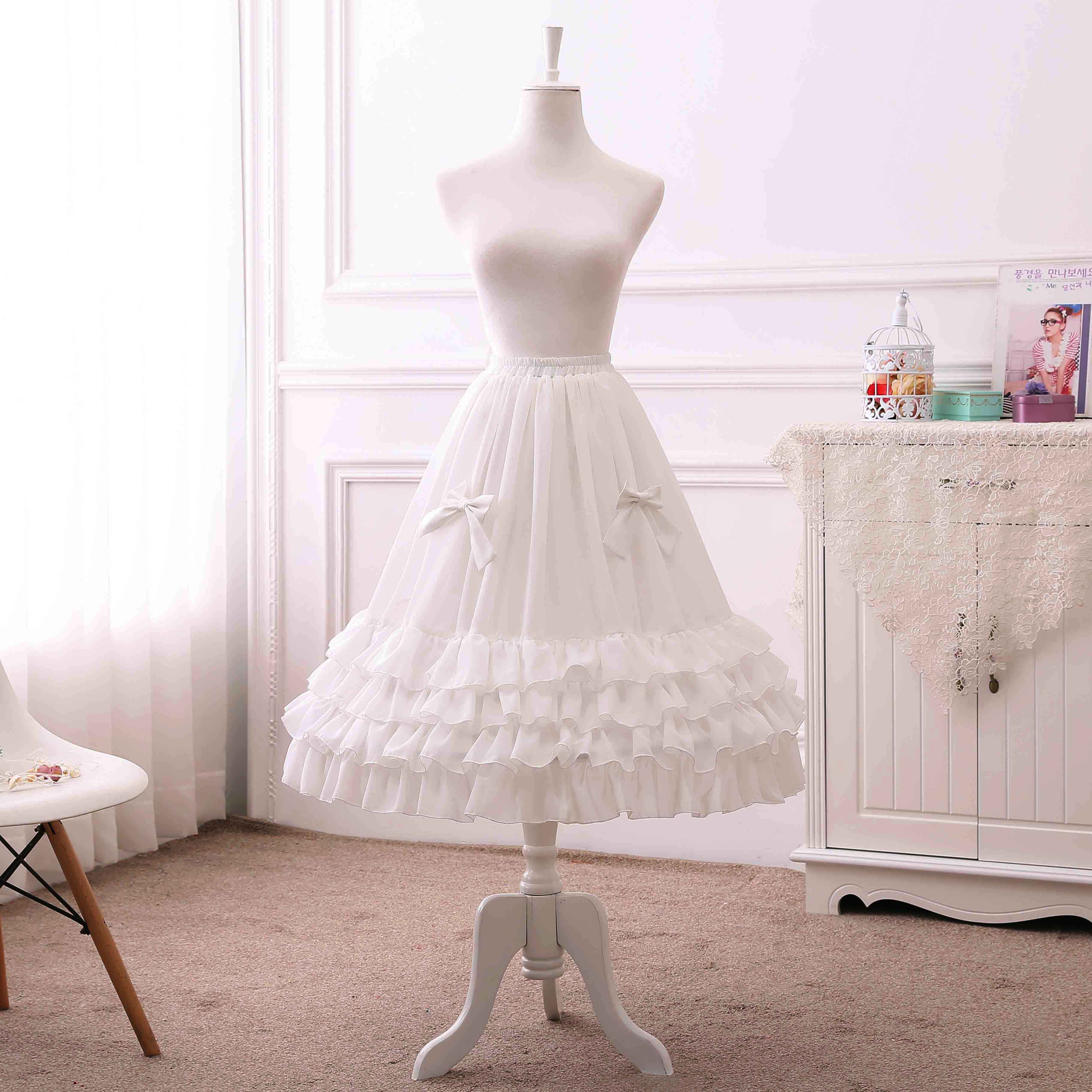 Manyiluo - Elegant Lolita A-type Carmen Adjustable Fishbone Petticoat white