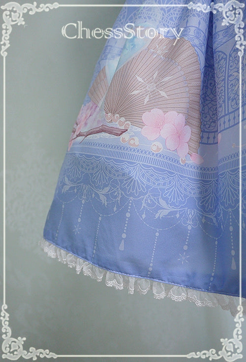 Chess Story~Peachblossom And Snow~Elegant Lolita Printed SK Dress   