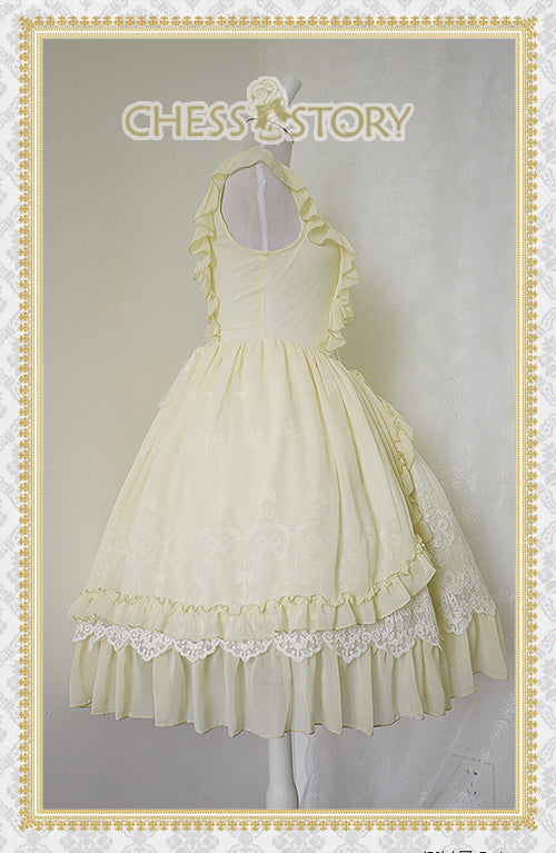 Chess Story~Le Ballet~Elegant Lolita Embroidery JSK Multicolor M cream yellow 