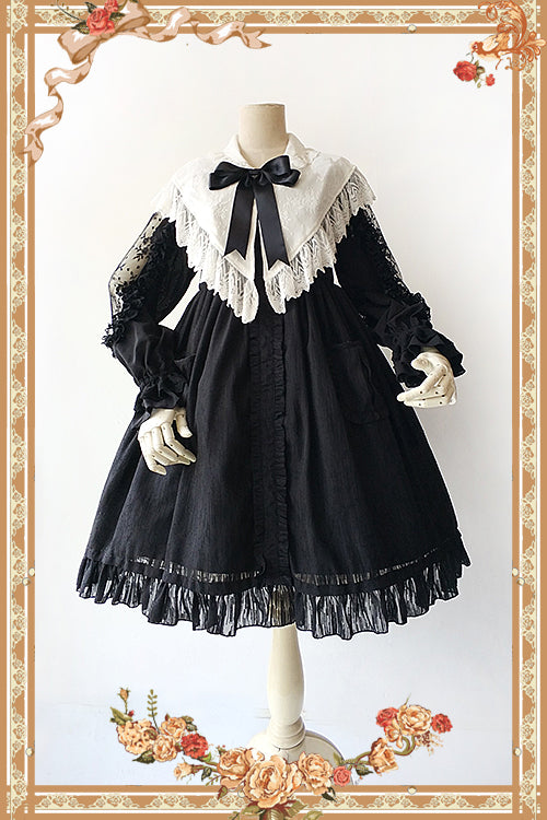 Infanta~Jenny Cookies~Classic Lolita Chiffon Blouse with Hollow-out Lace Shoulder