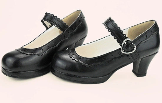 Sosic - Sweet Lolita Heel Shoes Butterfly Bow Shoes 34 Black