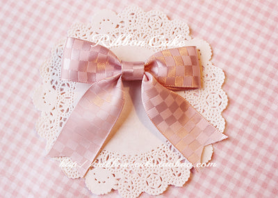 Ribbon Cake~Retro Lolita Bow Hair Clips Multicolors a light pink hair clip  