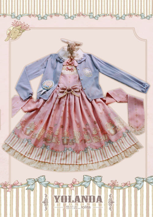 Youlanda~Benny Rabbit~Sweet Lolita Cardigan Academy Style Sweater