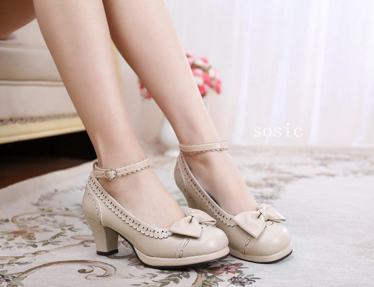Sosic - Shattered Star Steps - Sweet Lolita Cute Students Round Toe High Thick Heel beige 33