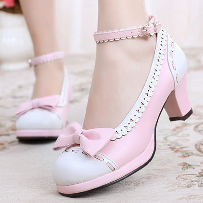 Sosic - Shattered Star Steps - Sweet Lolita Cute Students Round Toe High Thick Heel light pink 33