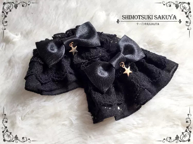 Sakuya Lolita~Whisper of Stars~Vintage Lolita Headdress Large Bow KC black cuffs  