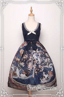 Krad Lanrete~Elegant Lolita Dark Blue Zodiac Print JSk Skirt S JSK2-high waist 