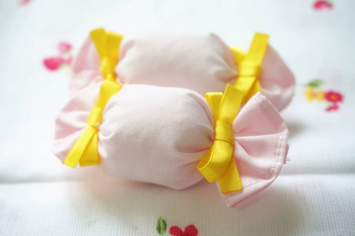 Cat Tea Party~Sweet Lolita Candy Hair Clip Butterfly Bow Brooch Pink Candy + Yellow Bow - One piece  