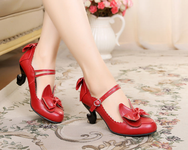 Sosic - High-Heeled Sweet Lolita Leather Shoes