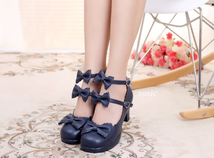 Sosic~Gott Melody~ Round-head Bowtie Leather Lolita Shoes   