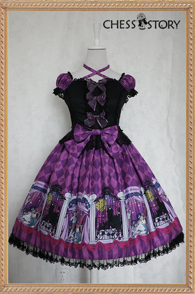 Chess Story~Doll Theater~Doll Theater Series Lolita OP Dress black and puple M 