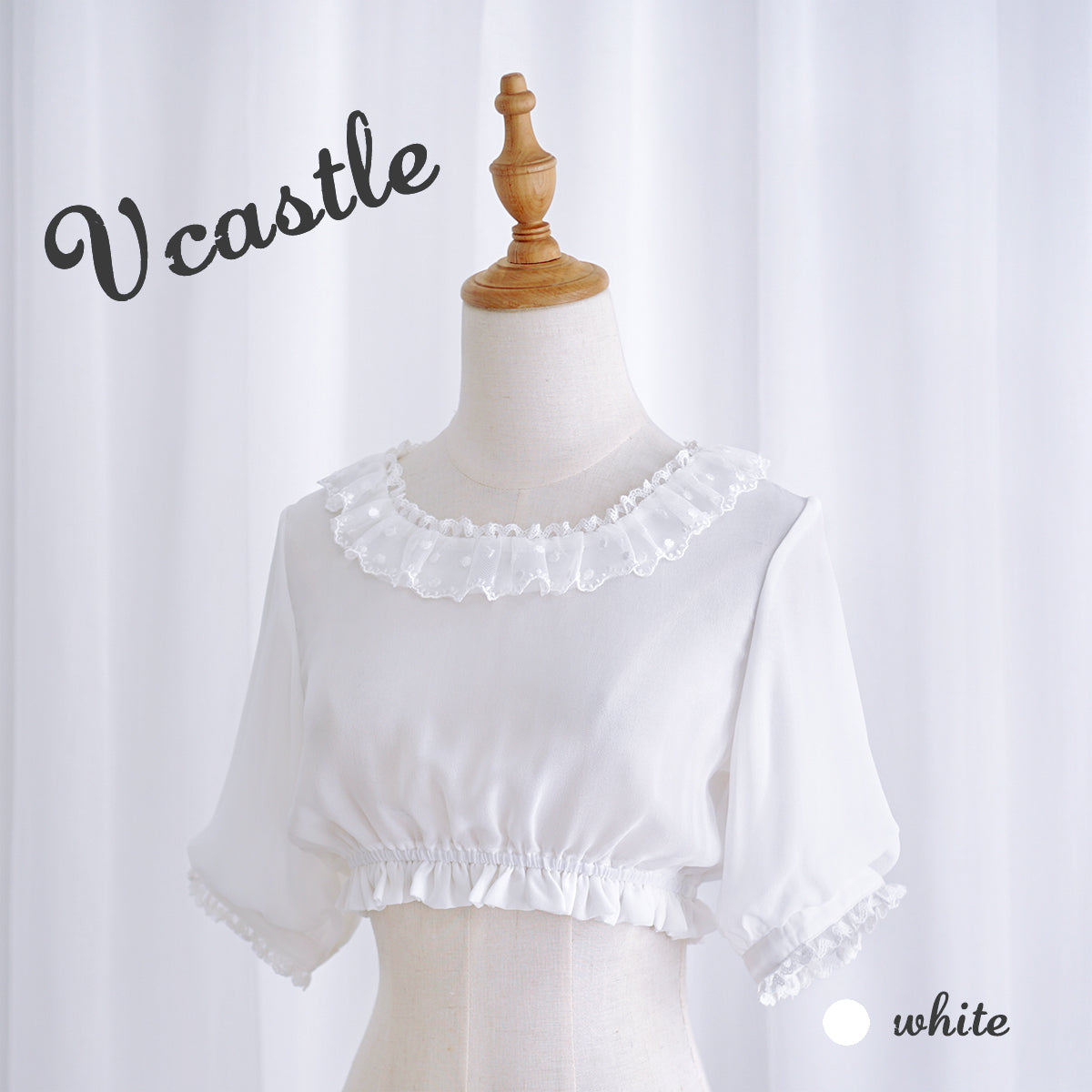 Vcastle~Snow White~Daily Lolita Flounce Short Sleeve Shirt S white 