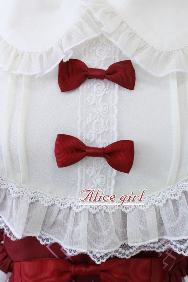 Alice Girl~Sweet Lolita OP Dress Angel Print Lace Ruffle Dress   