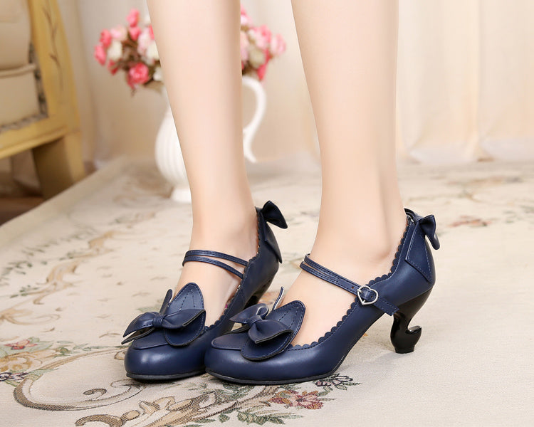 Sosic - High-Heeled Sweet Lolita Leather Shoes 33 cyanotic