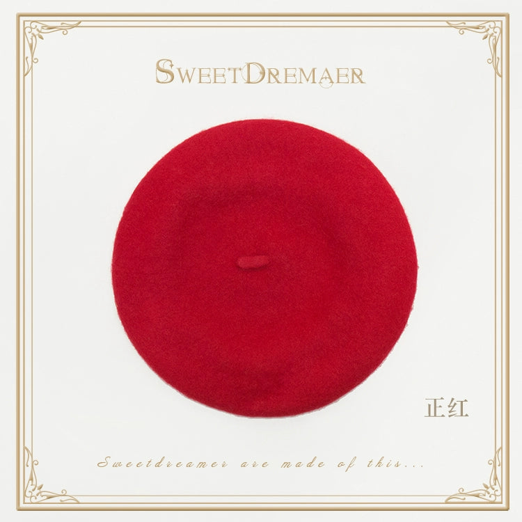 SweetDreamer~Vintage Lolita Hat 可调节 正红 