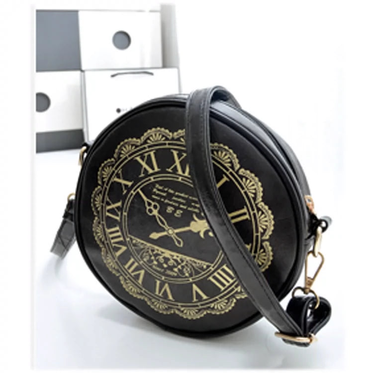 Kira - Alice Clock - Kawaii Lolita Shoulder Bag Round Lolita Crossbody Bag Black