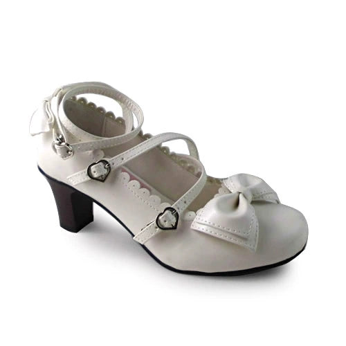 Antaina~Lolita Tea Party Heels Shoes Size 37-40 37定制不退可换码 White Matte [Heel Height 6.3 cm at back] 