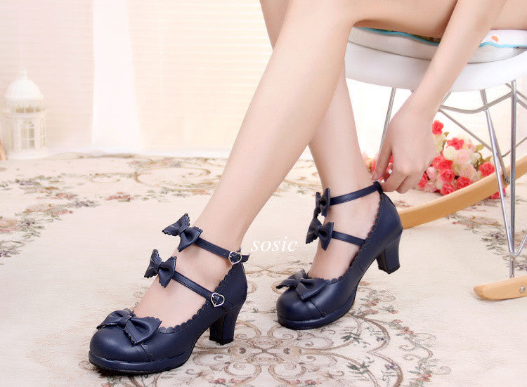 Sosic~Gott Melody~ Round-head Bowtie Leather Lolita Shoes   