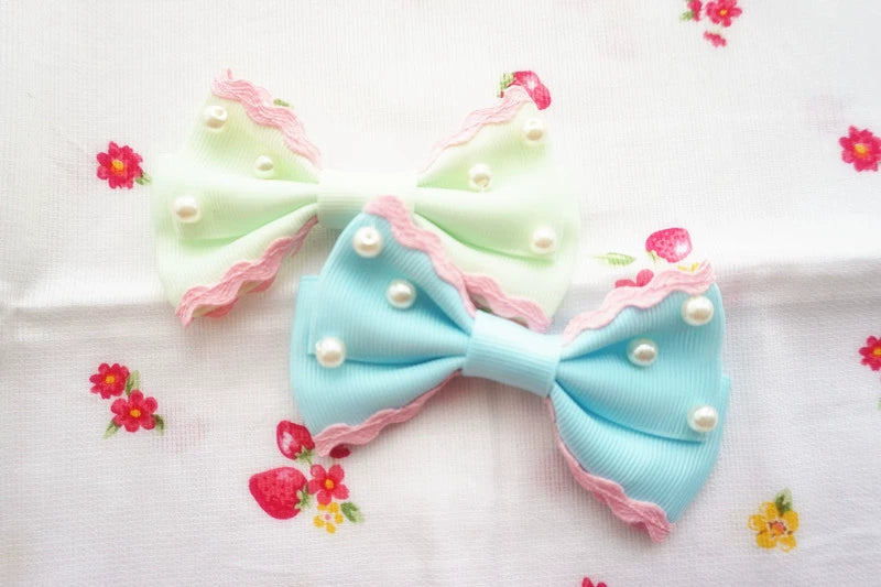 Cat Tea Party~Sweet Lolita Pearl Hair Clip Ice Cream Color Side Clip   