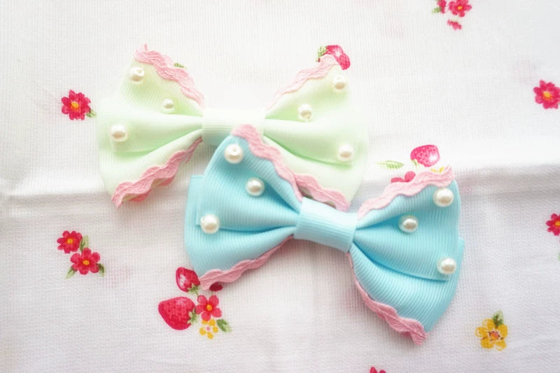 Cat Tea Party - Sweet Lolita Pearl Hair Clip Ice Cream Color Side Clip