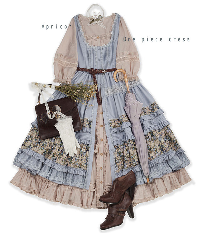 JS Lolita~Jenny and Mentha Tea~Elegant Lolita Square Neckline OP Dress   