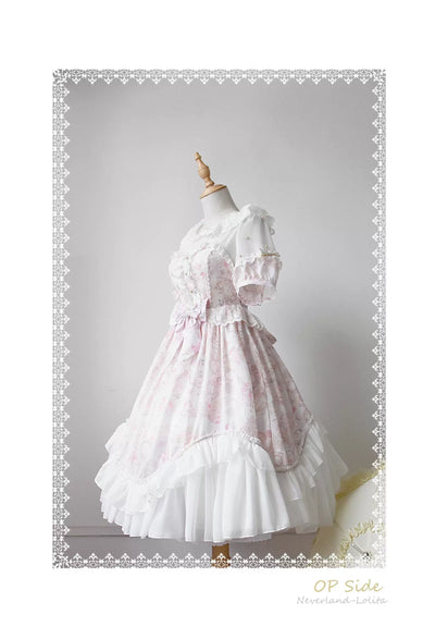 GalaxyCat~Antique Clock~Sweet Lolita OP Dress Lace Spliced Chiffon Dress   