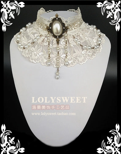 Luo Li~Wedding Lolita Necklace Multi-layer Pearl Pendant   