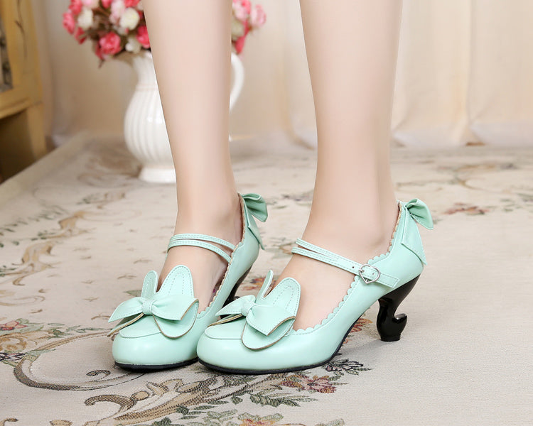 Sosic~High-Heeled Sweet Lolita Leather Shoes 33 mint green 