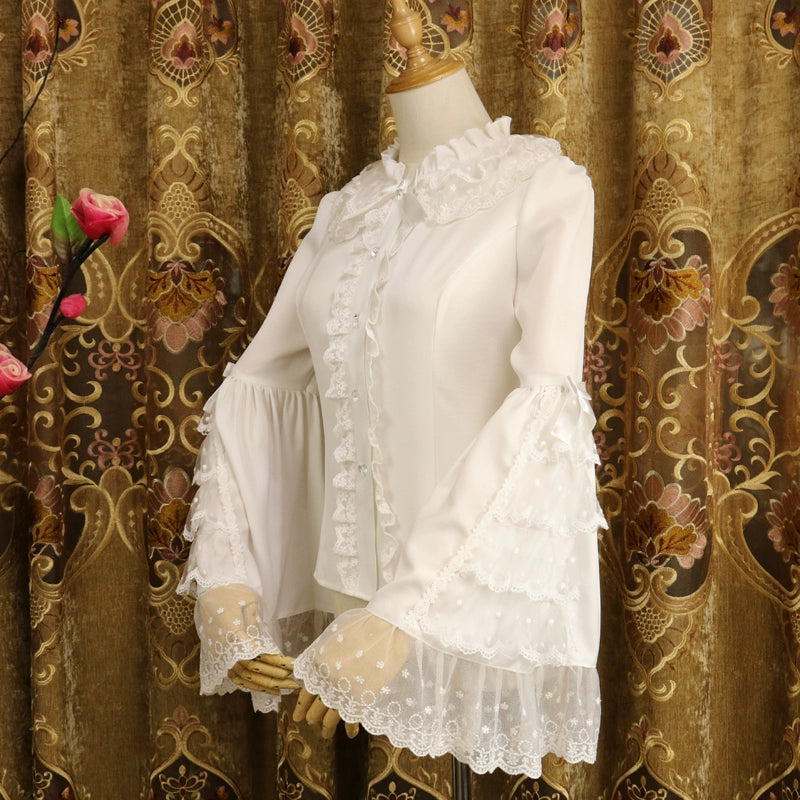 Princess Tailor Lolita~Fairy~Sweet Lolita Blouse Elegant Princess Sleeves Shirt (2XL L M S XL / White) 39916:644332