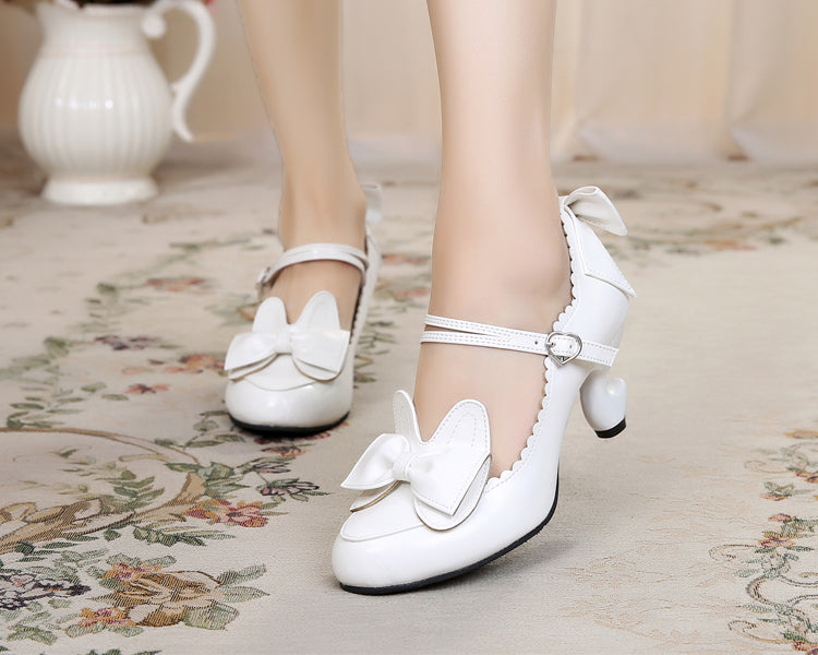 Sosic - High-Heeled Sweet Lolita Leather Shoes 33 white
