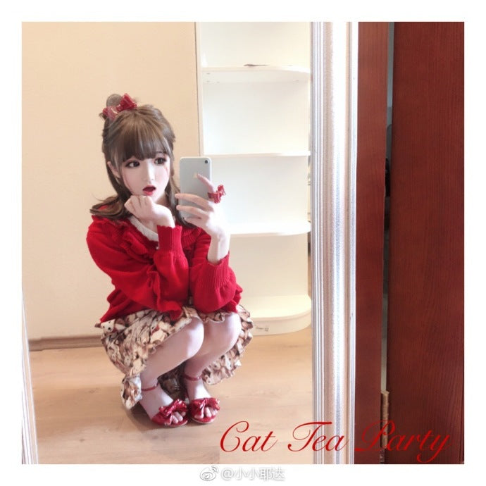 (Buyforme)Cat Tea Party~ Sweet Lolita Bow Ring and Necklace   