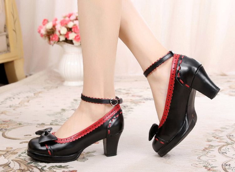 Sosic - Shattered Star Steps - Sweet Lolita Cute Students Round Toe High Thick Heel