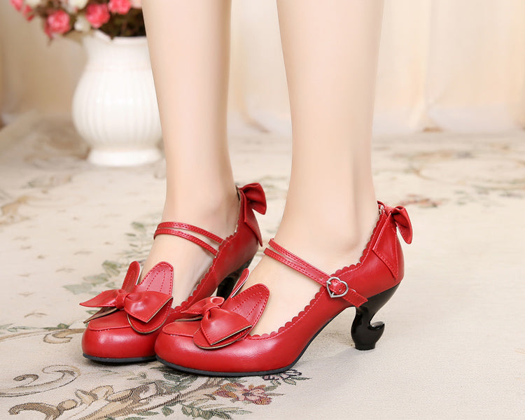 Sosic - High-Heeled Sweet Lolita Leather Shoes 33 red