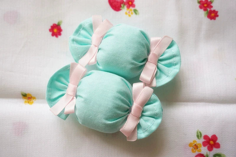 Cat Tea Party~Sweet Lolita Candy Hair Clip Butterfly Bow Brooch Green Candy + Pink Bow - One piece  