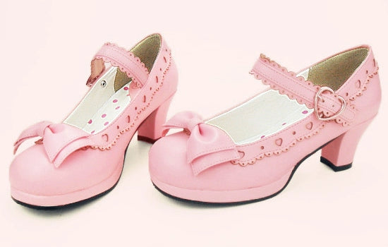 Sosic - Sweet Lolita Heel Shoes Butterfly Bow Shoes