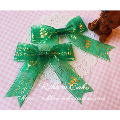 Ribbon Cake~Sweet Lolita Christmas Headdress Multicolors a green Christmas hair clip  