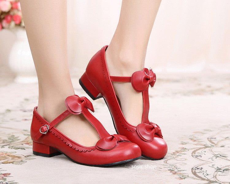 Sosic~Moe OO~Sweet Lolita Bow Latin Lace Shoes   
