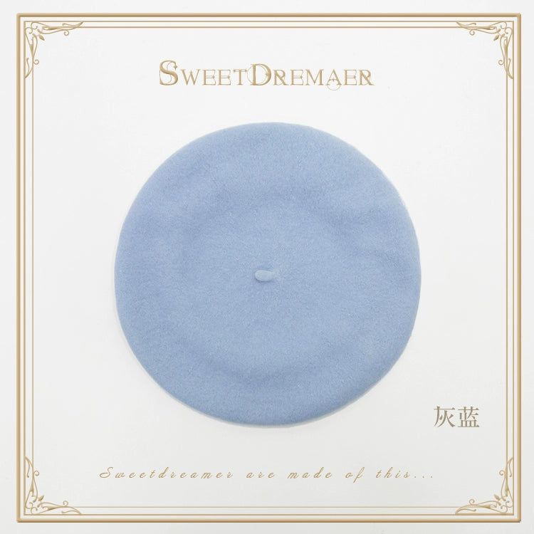 SweetDreamer~Vintage Lolita Hat 可调节 灰蓝 