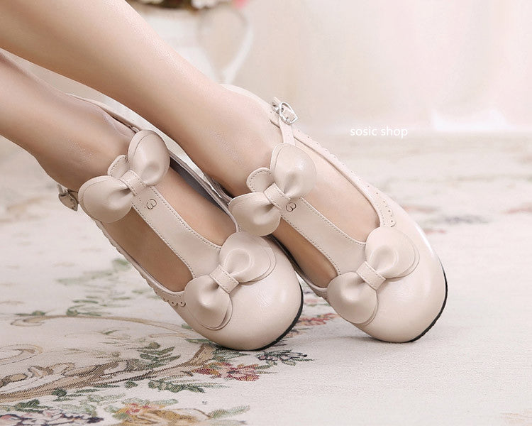 Sosic~Moe OO~Sweet Lolita Bow Latin Lace Shoes beige color 33 