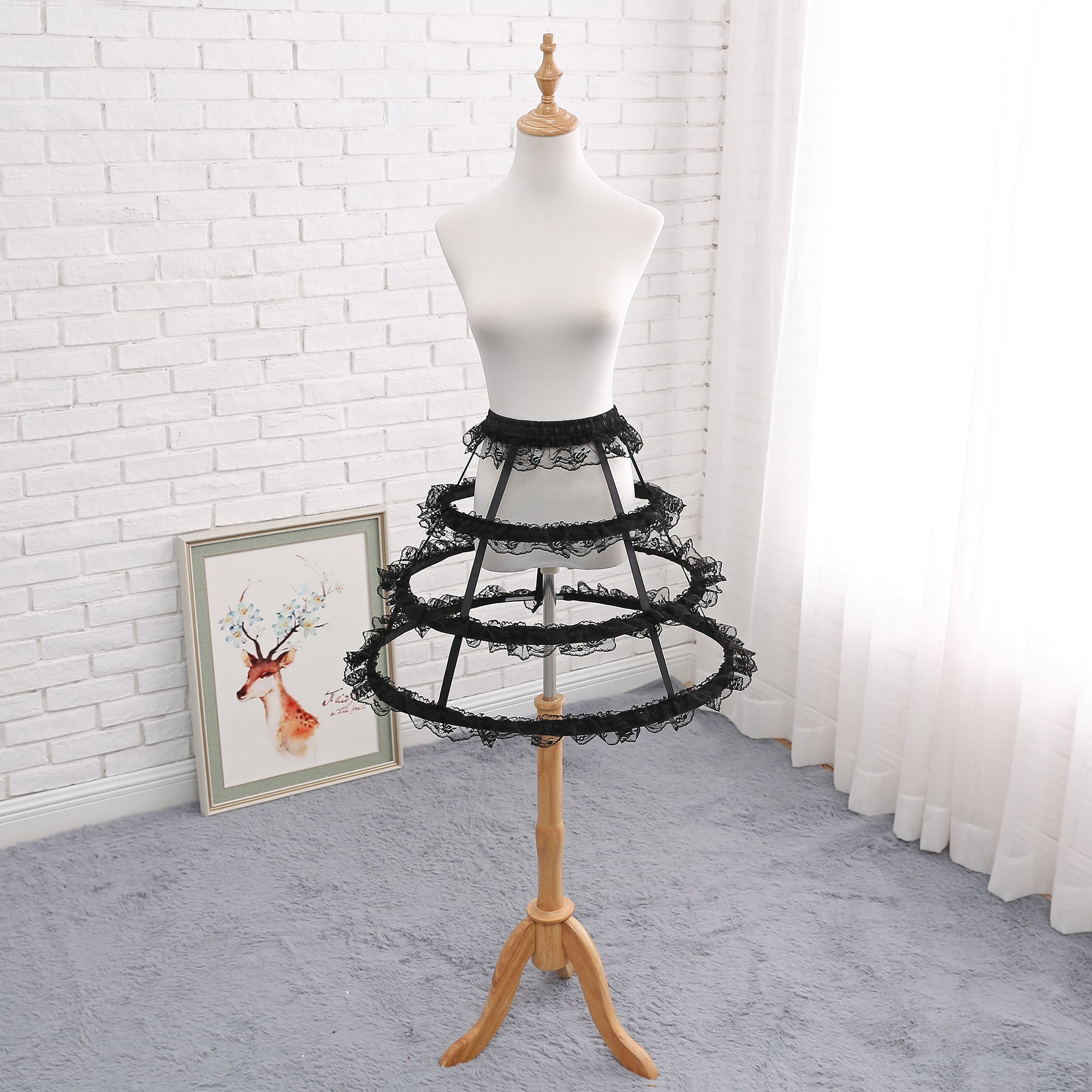 Manyiluo - Daily Lolita Hollow-out Petticoat Fish-bone Adjustable black